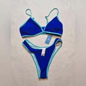 Colorblock V-Neck Tri Top & Extra Cheeky Hipster Bikini Set NWT Medium